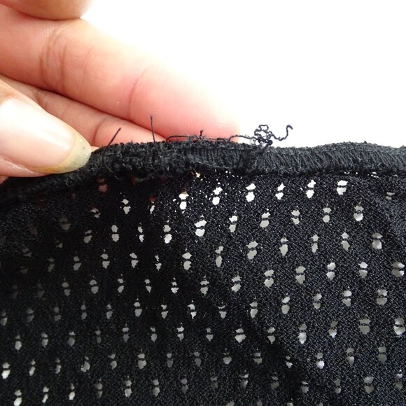 France Mode Black Mesh Studded Star Graphic Top Women Size S 3/4 Sleeve FLAW - Picture 7 of 12